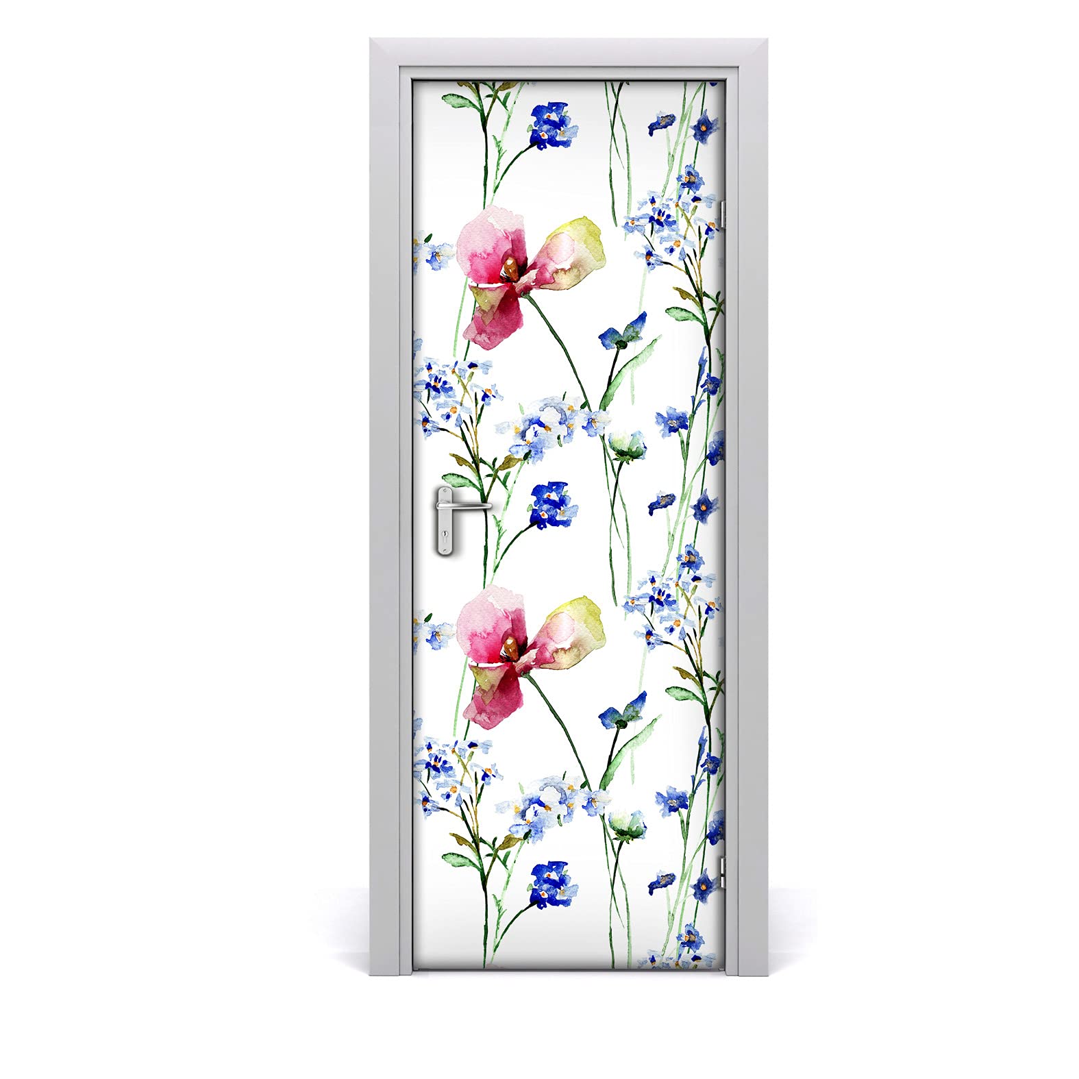 Rénover une porte abîmée avec l'autocollant de porte fleurs sauvages 70x200
