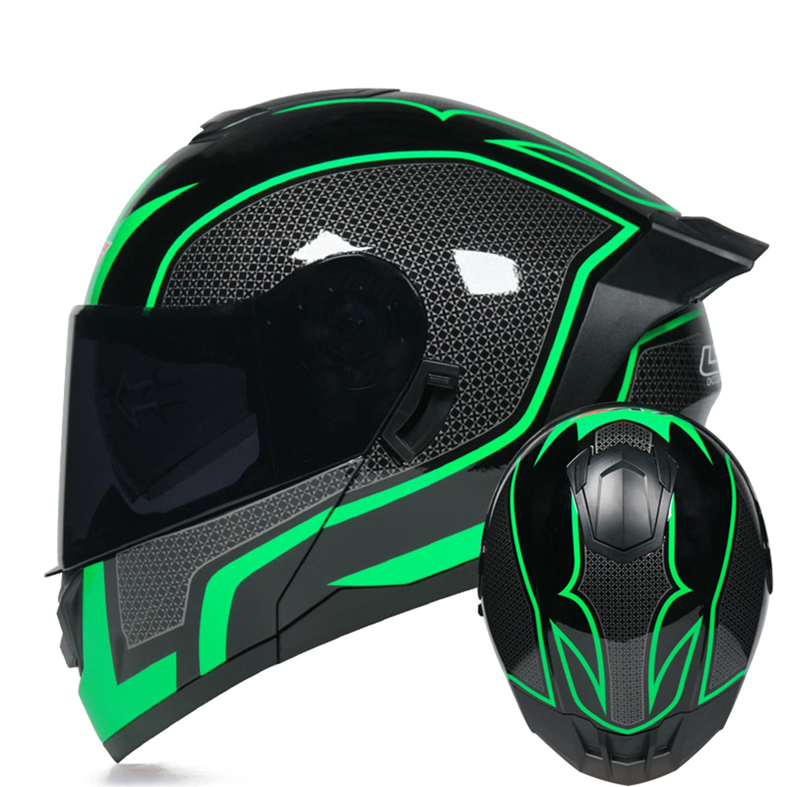 Modularer Motorradhelm Flip-Typ Doppel-Sonnenblende Integralhelm ECE-zertifizierter Helm für Erwachsene Männer und Frauen Integrierter 
