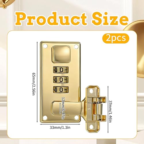 Miniatura 2 de 2 cerraduras de combinación de equipaje, cerrojo para caja de herramientas, combinación de 3 dígitos, cerradura de contraseña para equipaje y maleta