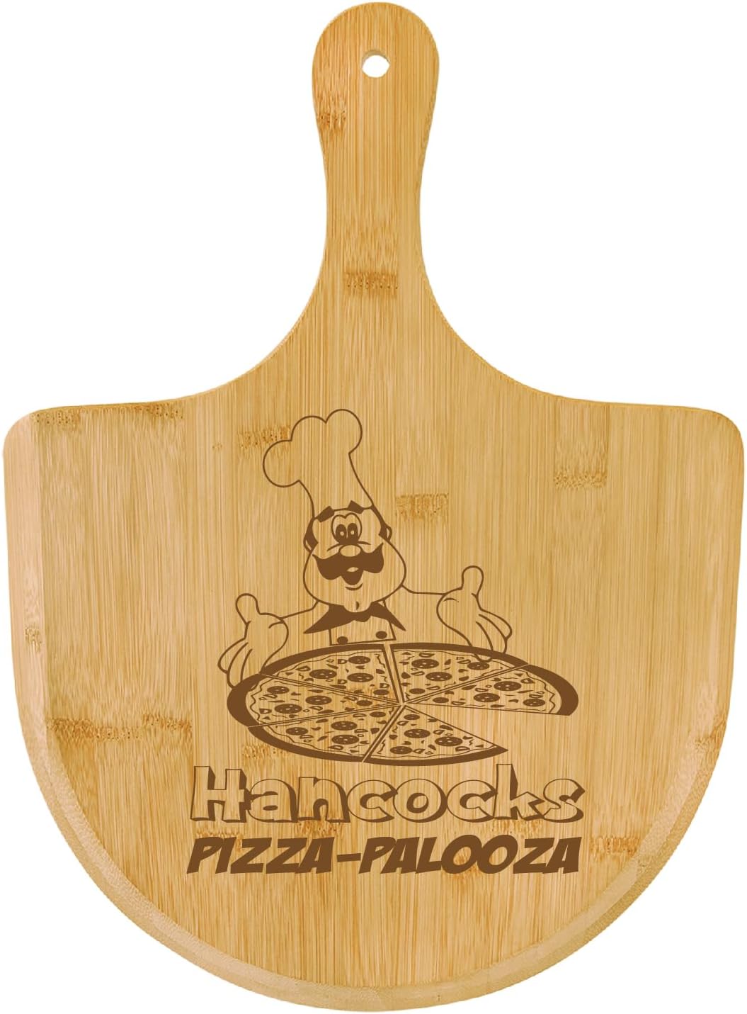 Personalized Bamboo Wood Pizza Peel Board Paddle with Handle - Custom Engraved 12 Designs To Choose From