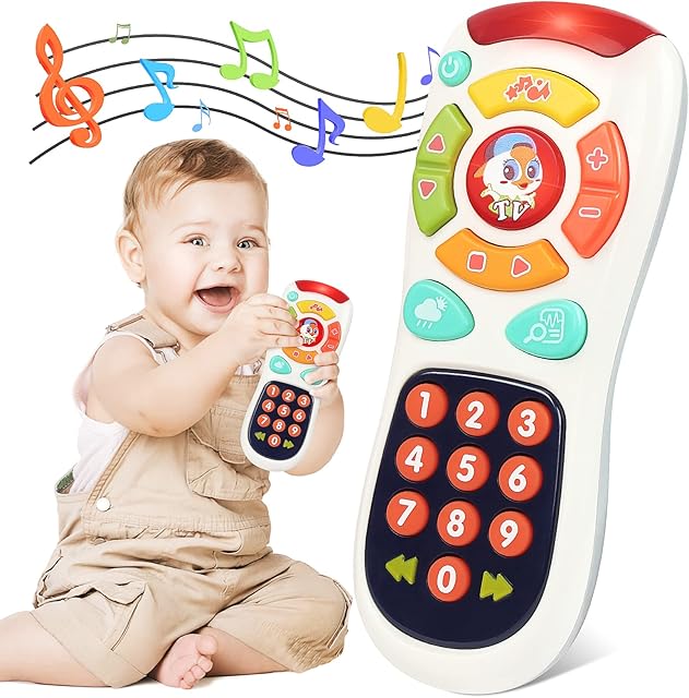 EastSun Early Educational TV Remote Control Baby Toy 6 Months Plus, Phone Toys for Toddler 9 12 18 Months, Learning Musical Sensory Toy for 1 2 3 Years Old Kids Boys Girls, 1st Birthday Presents Gifts