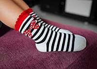 Vista 6 de RATIVE Calcetines de algodón antideslizantes antideslizantes con puños para bebés, niños y niñas