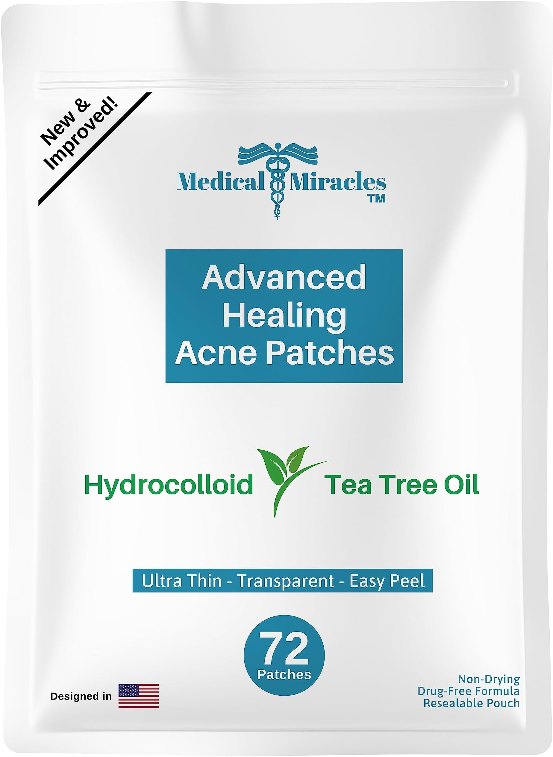 Medical Miracles Acne Patches Hydrocolloid Blemish Spot Covers – Invisible Pimple Patches for Face, Absorbing Protective Stickers, Day & Night Coverage, Drug-Free Skincare (Pack of 72)