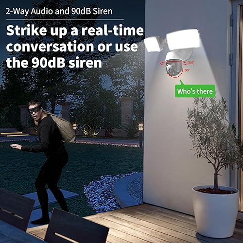 Miniatura 2 de Cámara PTZ para seguridad del hogar, cámara de reflector PTZ de 360° con seguimiento automático, 1080P, 2500 lúmenes, resistente a la intemperie,