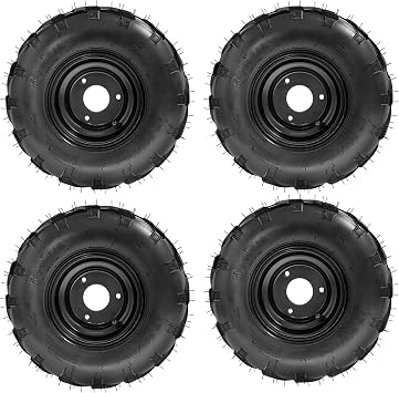 145/70-6 ATV Tire on 6-Inch Rim with 3-Bolt Pattern, 4PR Tubeless, Max Load 160lbs High-Performance Off-Road Wheel for Go Karts, UTVs, ATV, Lawn Mowers, Drift Trikes, Quads, Buggies 4 Pack