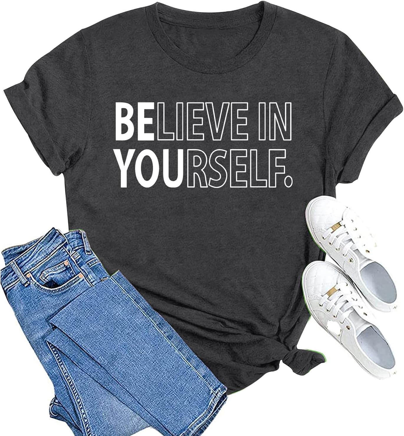 MAIHUN Inspirational Shirt for Women Believe in Yourself Tshirt Motivational Proud Tee Top