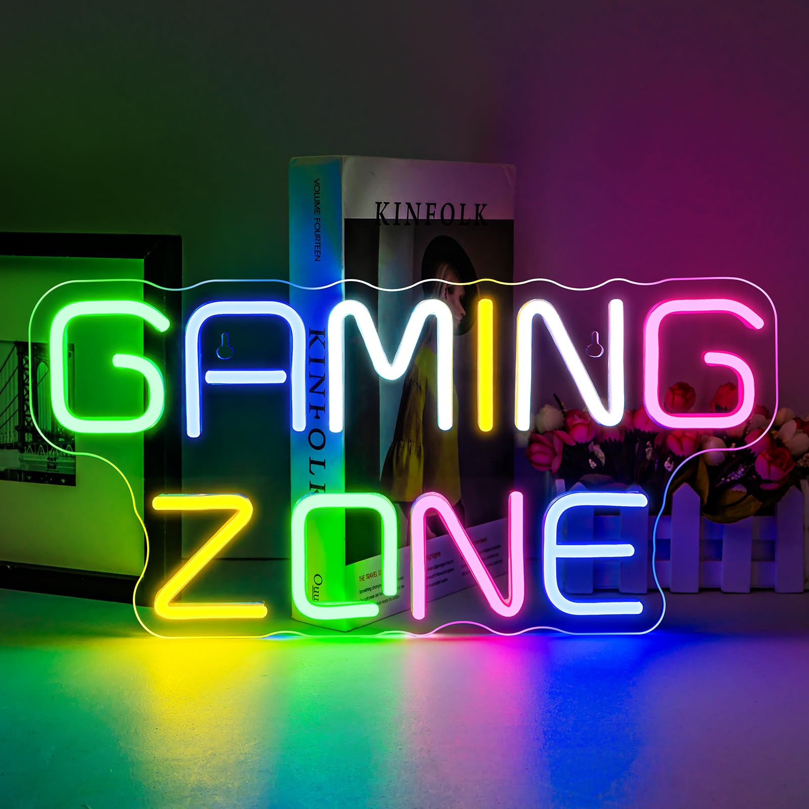 ineonlife Gaming Zone Neon Schild, Game Zone Led Schild Dimmbar Für Wand Dekor, Led Schriftzug für Kinderspiele, Neon Sign Zeichen Für Spiel,Spielraum,Mann Höhle,Geschenke Gamer,Jungen