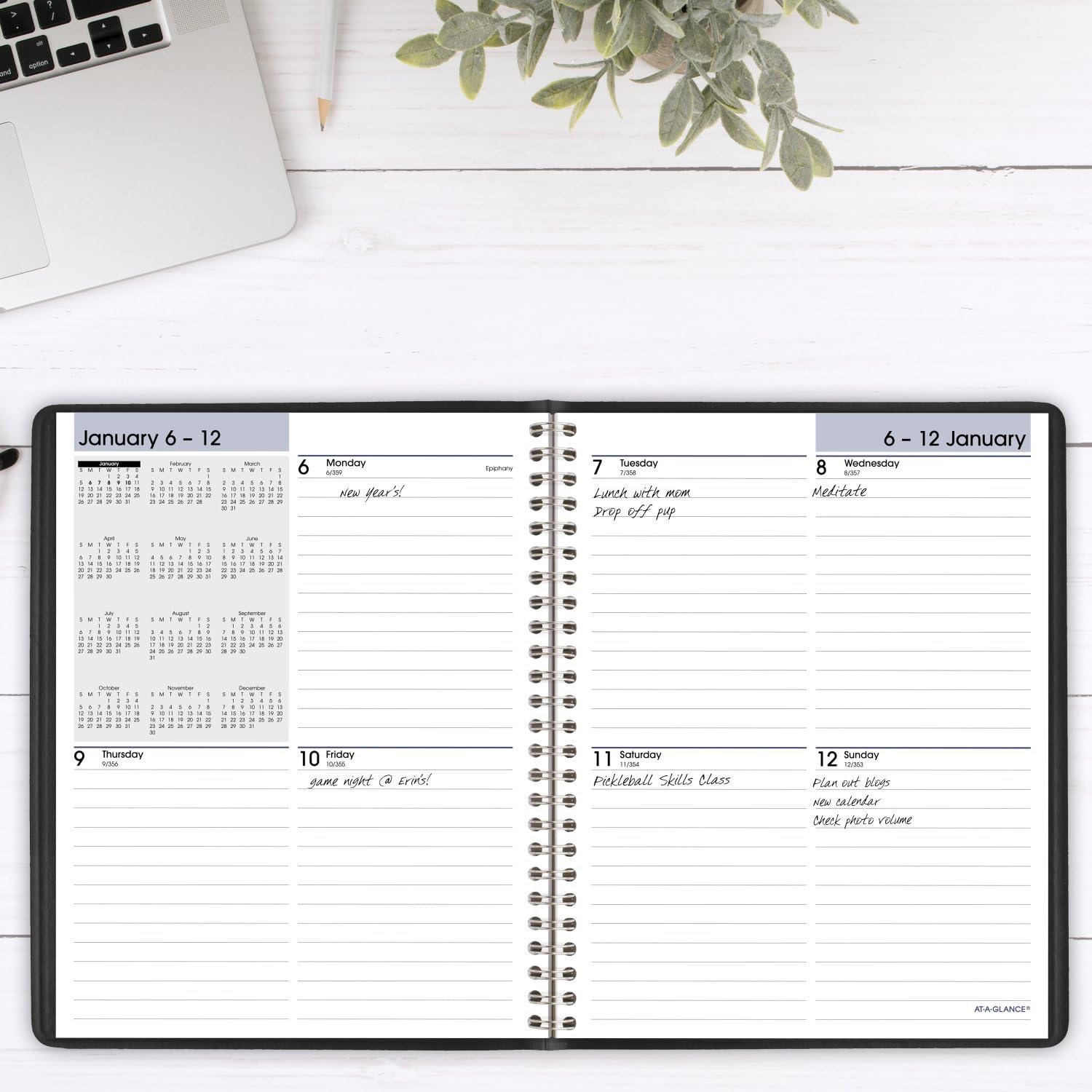 AT-A-GLANCE Agenda settimanale 2025, 17,8 cm x 21,9 cm, media, stile blocco, DayMinder, nero (G5350025)