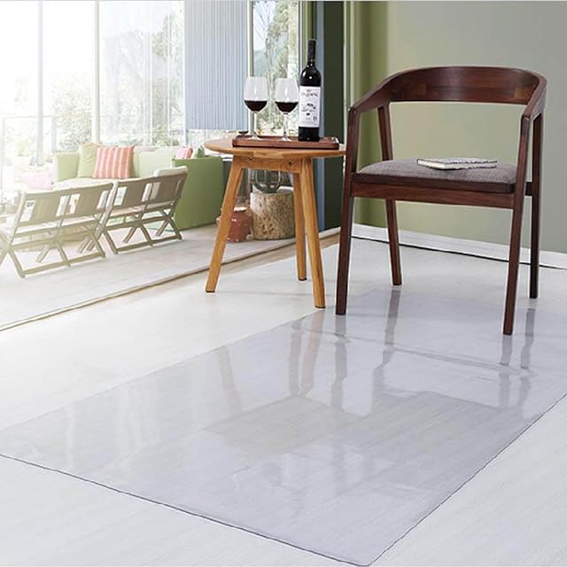Drsyffsup Clear PVC Desk Chair Mat 2mm Thick Heavy Duty Floor Protector for Rolling Chairs Transparent Floor Mats