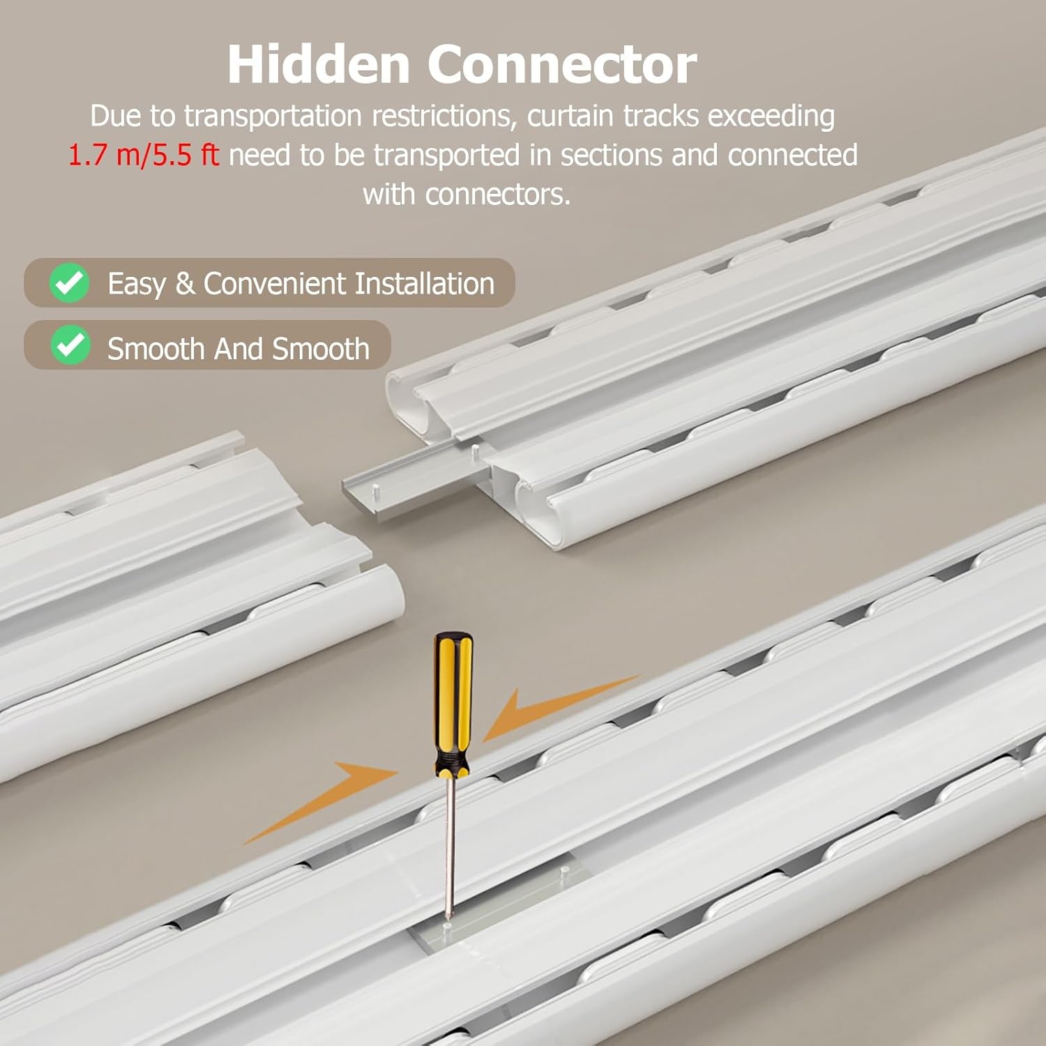 Heavy Duty Adjustable Ceiling Mount Curtain Track System, 4-40 Ft Room Dividers for Living Room, Bedroom & Hospital - 10ft (120in/305cm) Versatile Privacy Solution