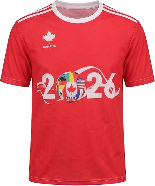 Team Canada Soccer Jersey, One Piece Youth&Adult Canada Soccer Jersey, Size S-3XL Red World Football Jersey - 1