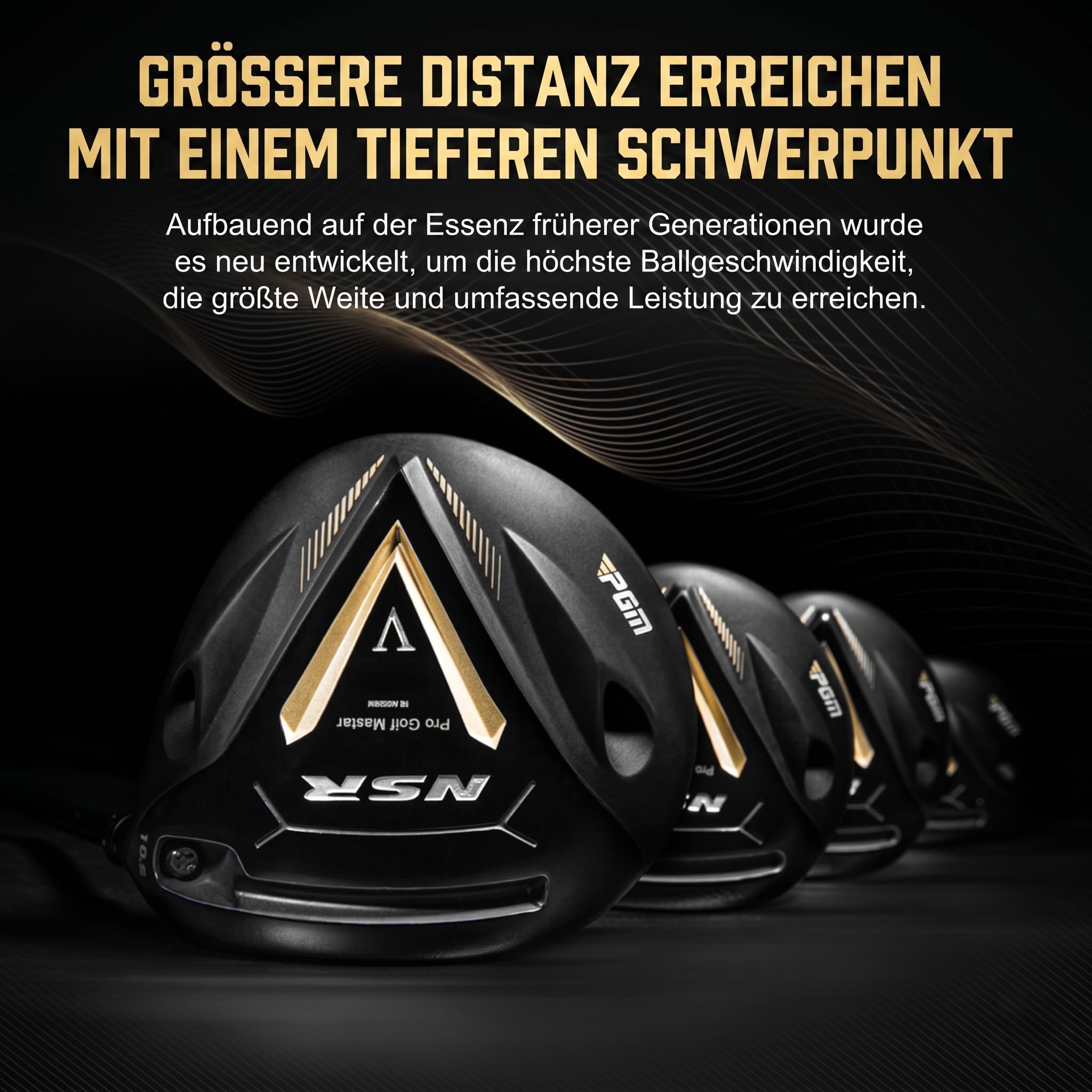 PGM 18-teiliges Herren-Golfschläger-Komplettset – Verstellbarer Loft Titan-Driver (0,86COR), präzisionsgewichtete Fairway-Hölzer, geschmiedete Eisen, CNC-gefräster Putter, mit Standbag – Rechtshänder