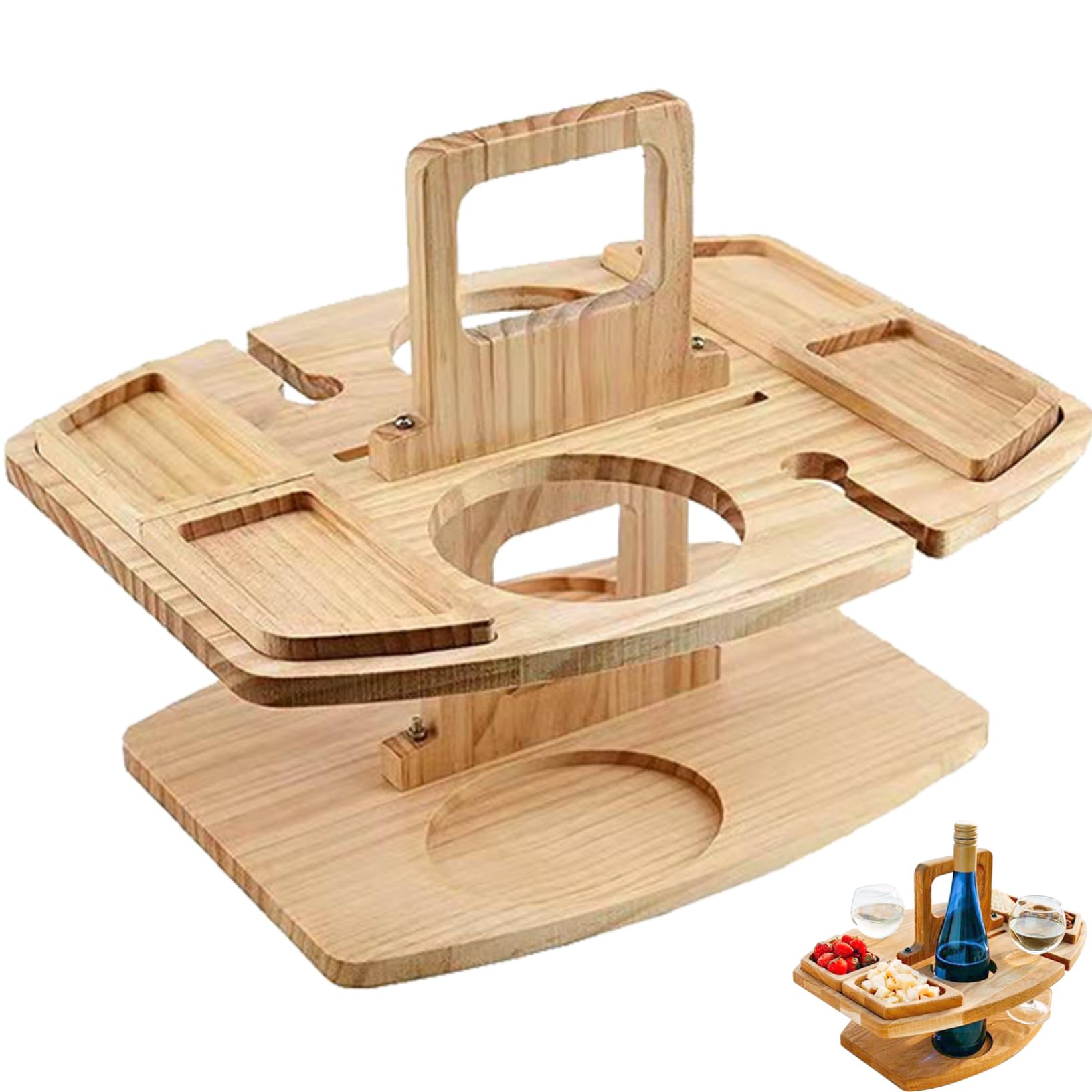 Table à vin portable et amovible avec plateau à collation pour plage et camping