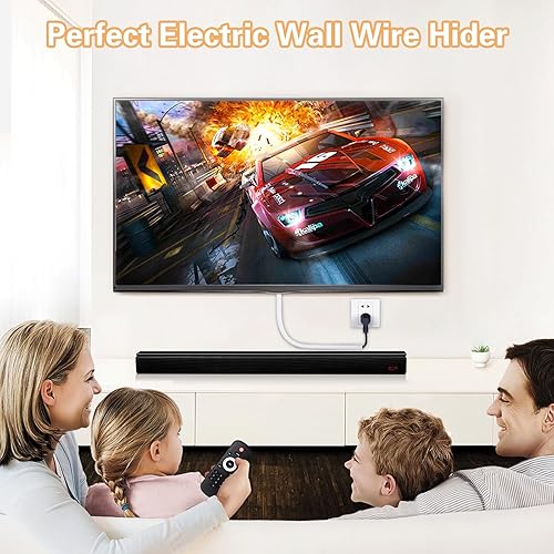 Miniatura 5 de Cubierta de cable de pared autoadhesiva de 78 pulgadas para paredes, cubierta de cable flexible para una fácil gestión de cables, 0.59 pulgadas de