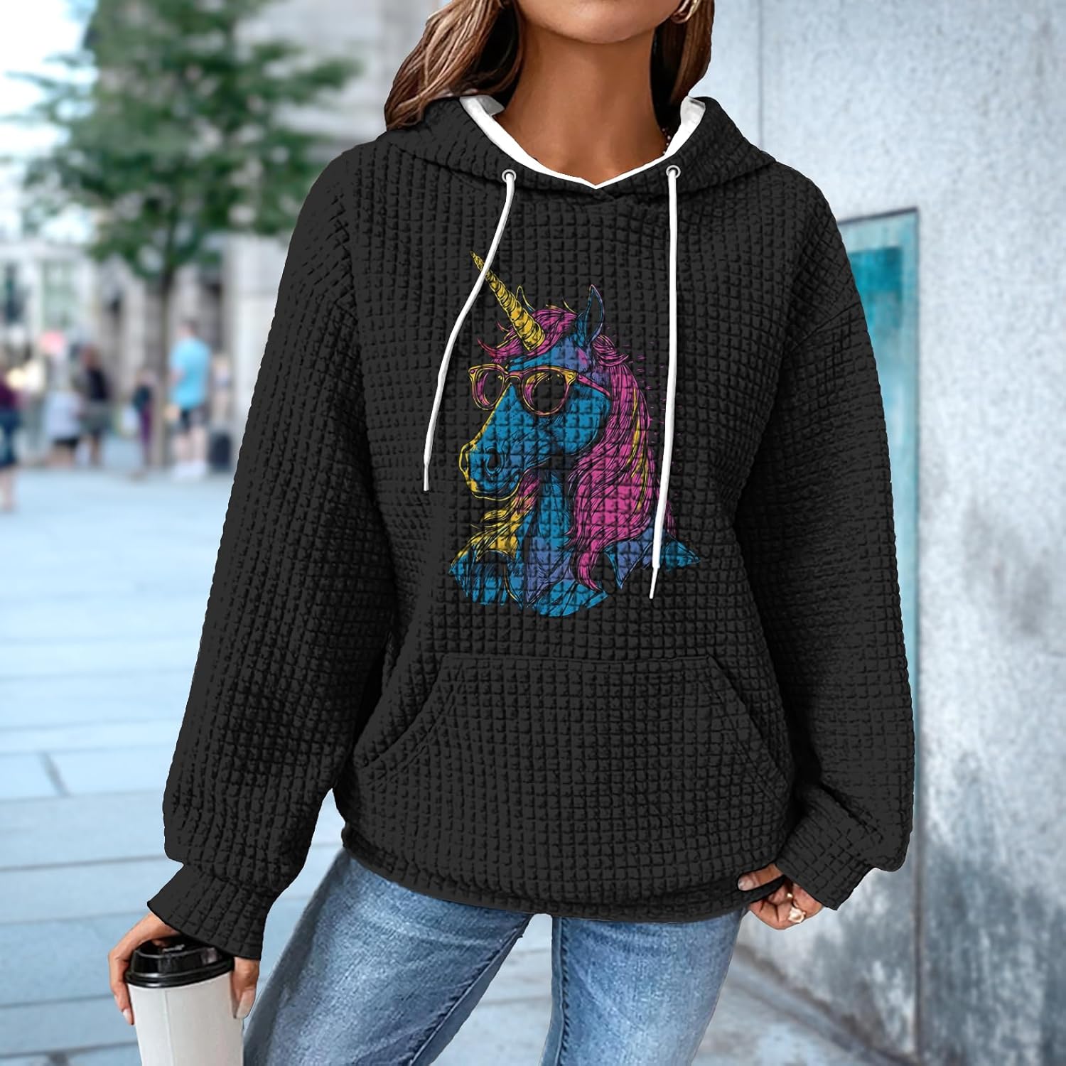 Casual Oversized Sweatshirt for Women Fashion Black Color Basic Plus Size Winter Long Sleeve Trendy Sweatshirt - Image 2