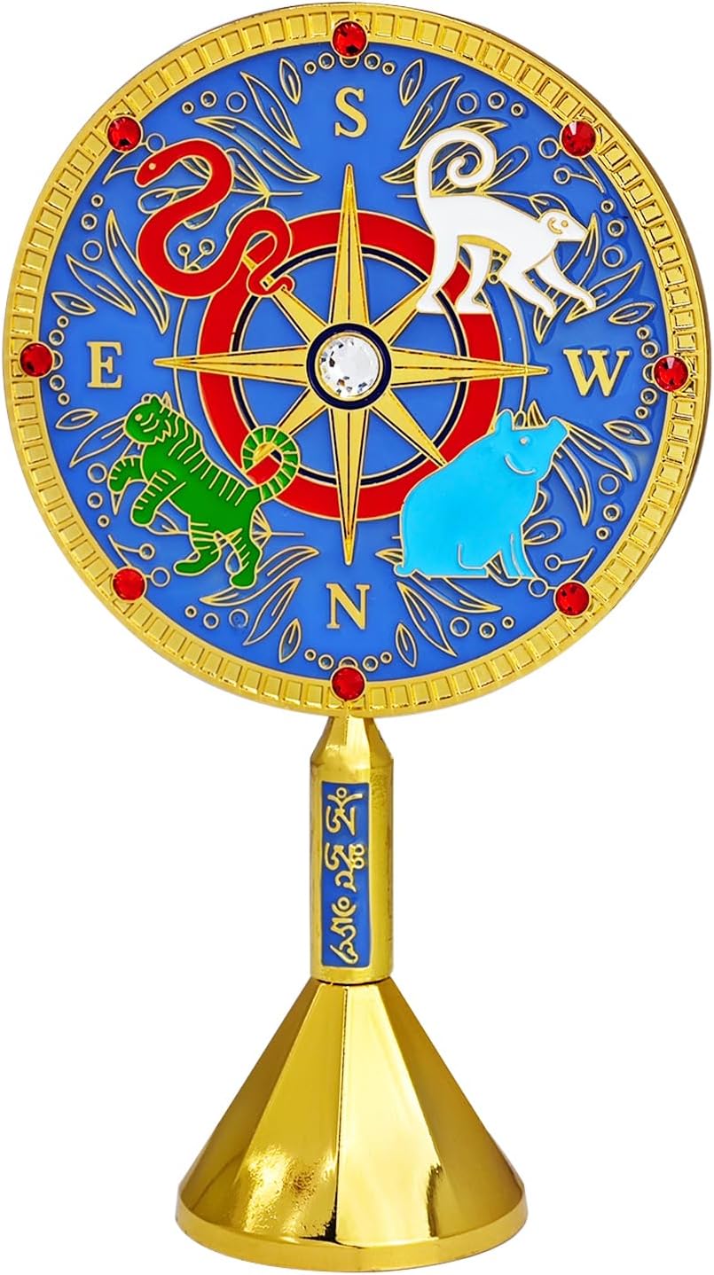 Feng Shui The 4 Element Cross Mirror Powerful Element Energy Zodiac Talisman Ornament Furniture Statues