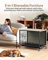 Vista 1 de Mueble de jaula para perros de 38.6 pulgadas, perrera de interior con puertas dobles, ruedas y bandeja extraíble, mesa auxiliar moderna para perros