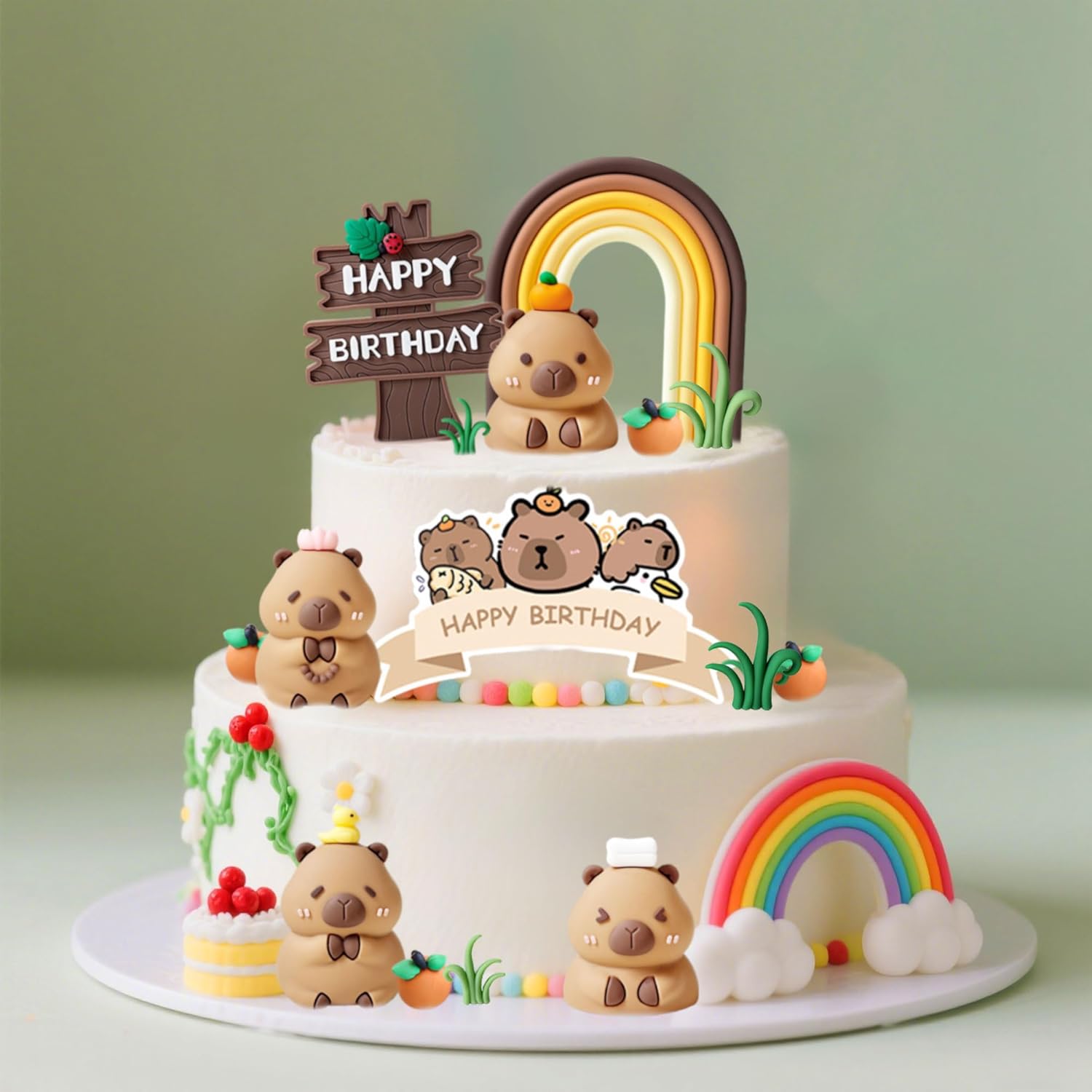 Capybara Cake Toppers Mini Blowfish Party Supplies for Capybara Birthday Party Supplies Shower Favors