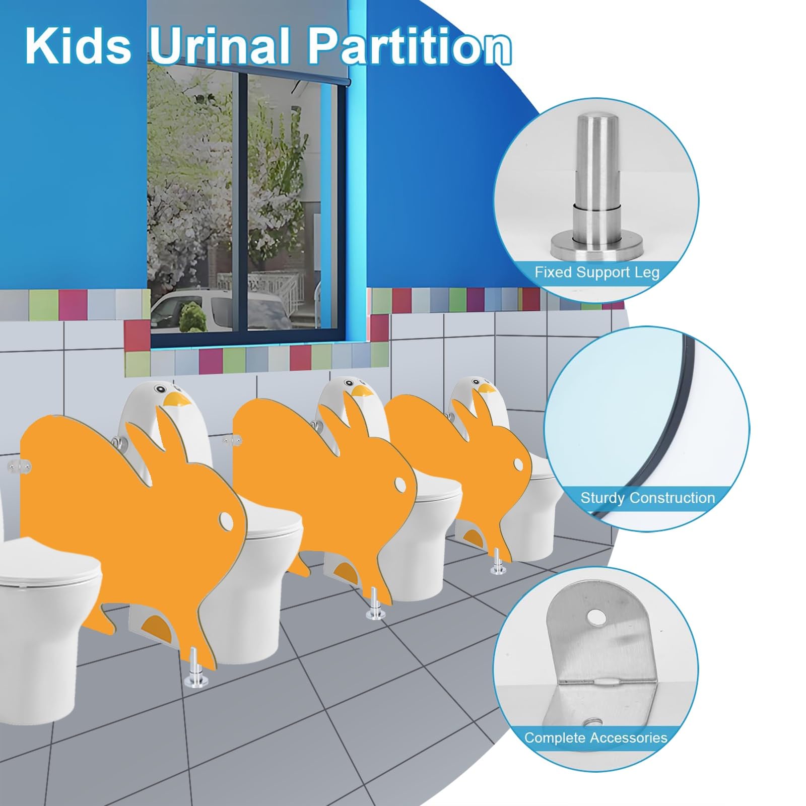 Divisorio della toilette dello schermo dell'orinatoio dei bambini,divisorio della toilette dell'asilo,pannello divisorio di salute pubblica del deflettore orinatoio for l'hotel/le scuole/l'asilo(Gray)