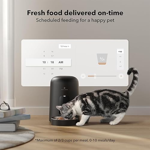 Miniatura 8 de PETLIBRO Comedero automático para gatos, dispensador de comida recargable con Wi-Fi para gatos, funciona con pilas con vida útil de 30 días,