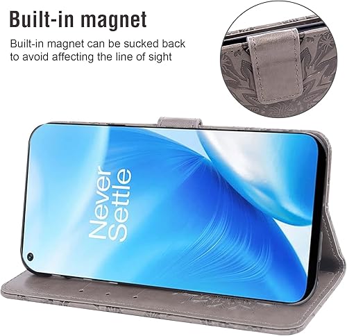 Vista 3 de Funda para teléfono Oneplus Nord N200 5G Wallet con protector de pantalla de vidrio templado y cubierta delgada de cuero con tapa para tarjetero