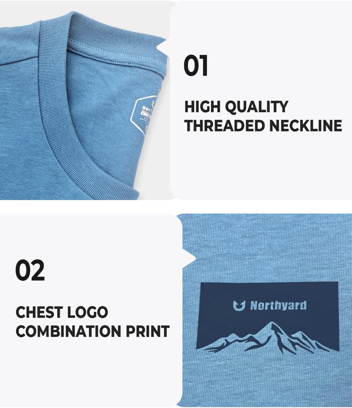 NORTHYARD Men's Heavyweight Cotton T-Shirts Crewneck Short Sleeve Fashion Casual Shirts for Men - Image 3