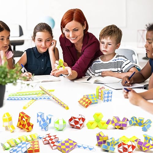 Vista 5 de Paquete de 24 cubos de 24 bloques de mini cubo de serpiente, cubos de rompecabezas mágicos de velocidad para niños, rellenos de bolsas de fiesta