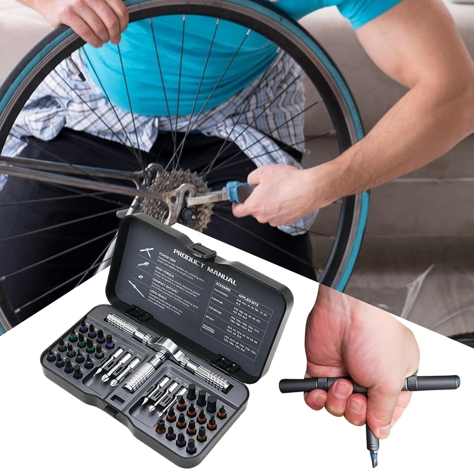 Set Di Cacciaviti A Cricchetto Precisione Ergonomico 40 In 1 | Kit Punte Multifunzione Per Auto, Elettricista, Elettronica, Edilizia, Falegnameria, Idraulica, Industriale, Casa