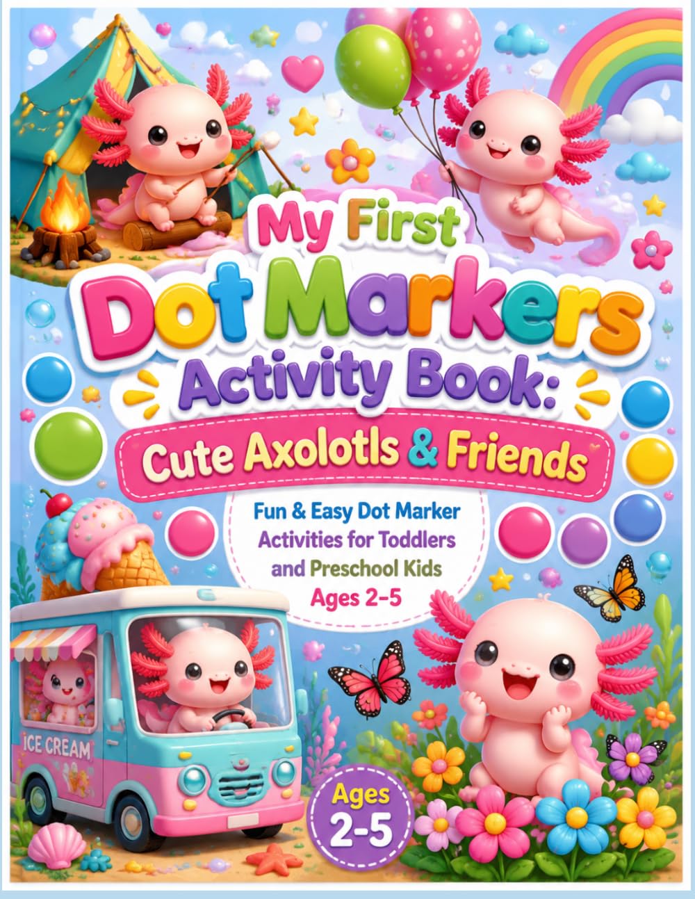 MY FIRST DOT MARKERS ACTIVITY BOOK: Cute Axolotls and Friends Fun and easy Dot Marker Activities for Kids Ages 2-5