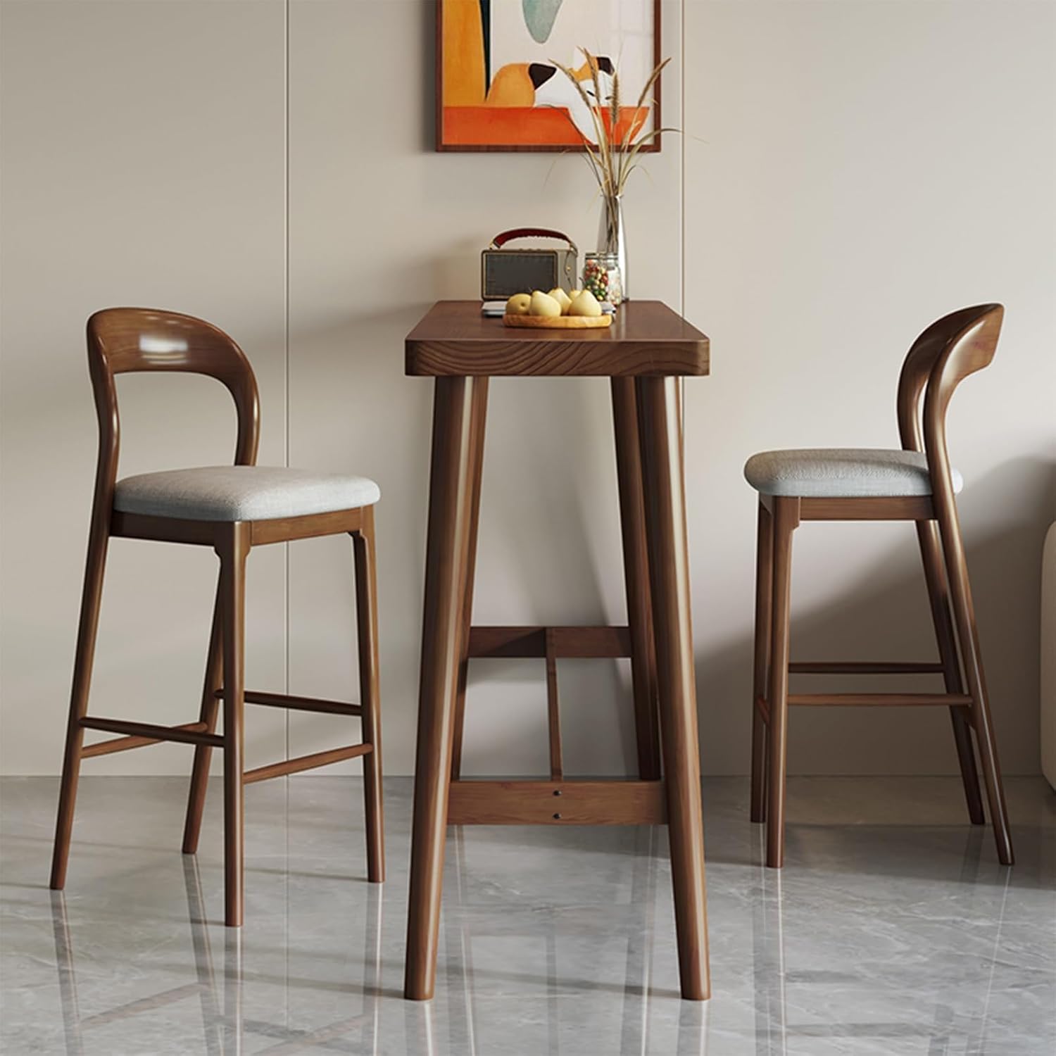 Narrow Patio Bar Table - Modern Wooden High Top Dining Table for Kitchen, Balcony, or Pub - Easy to Install - Stools Sold Separately