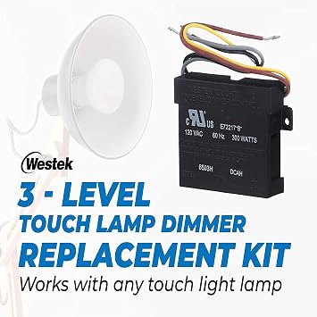 Westek 6503HBLC Indoor Wire-In 3-Level Touch Dimmer Replacement, 300-Watt