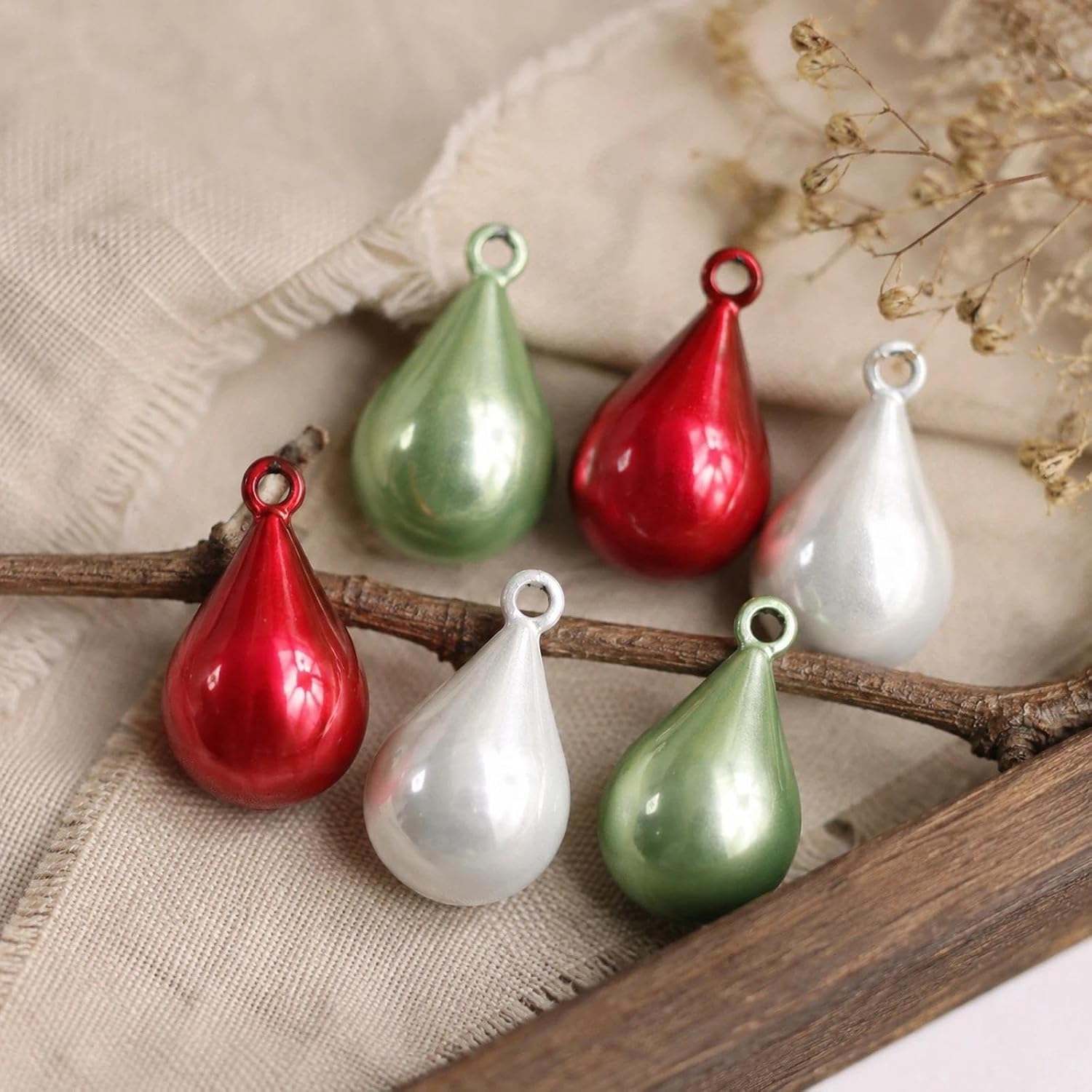LUOZZY 15pcs Water Drop Sound Bell Charms Vintage Brass DIY Pendants