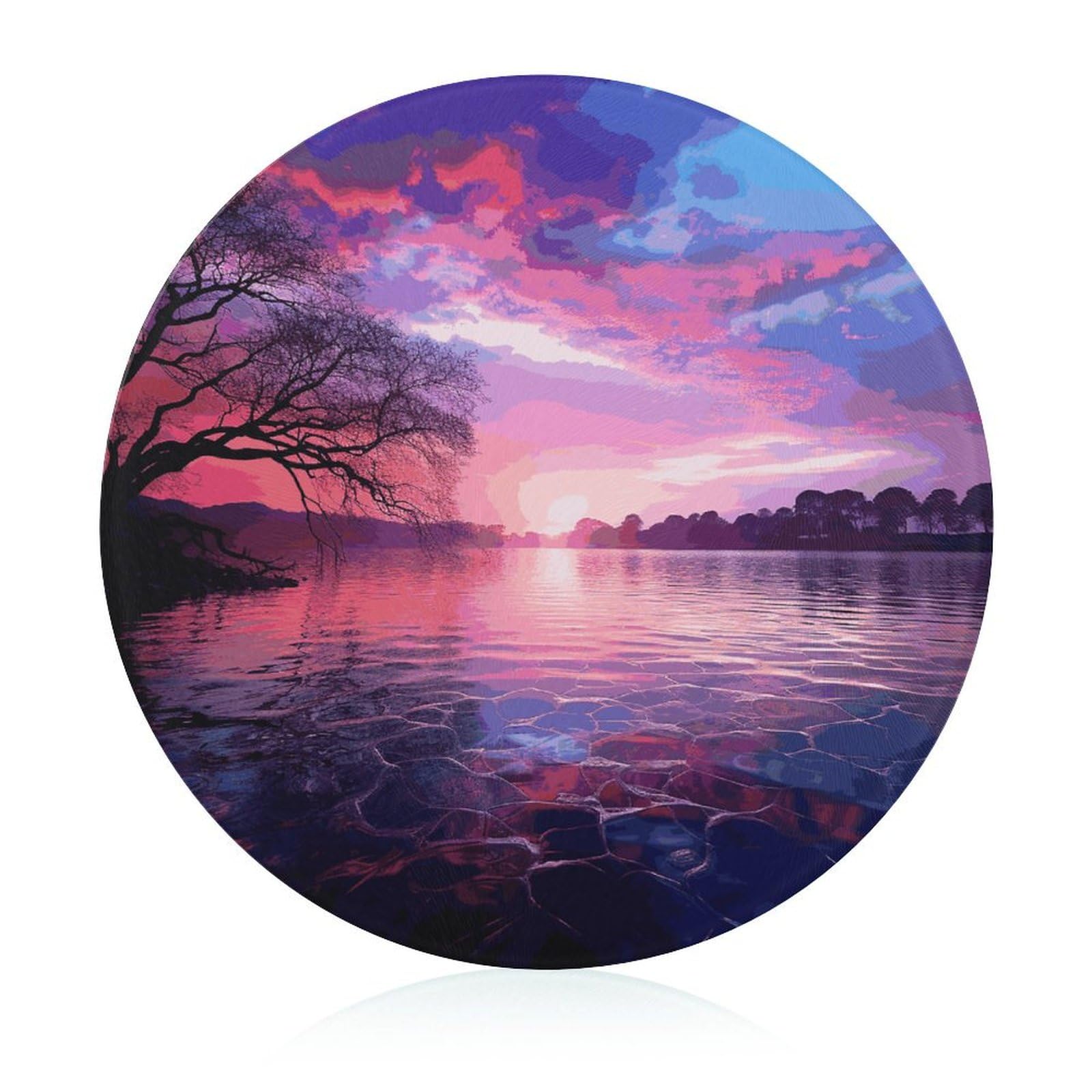 Planche à découper en verre durable violet coucher de soleil élégant pour plan de travail