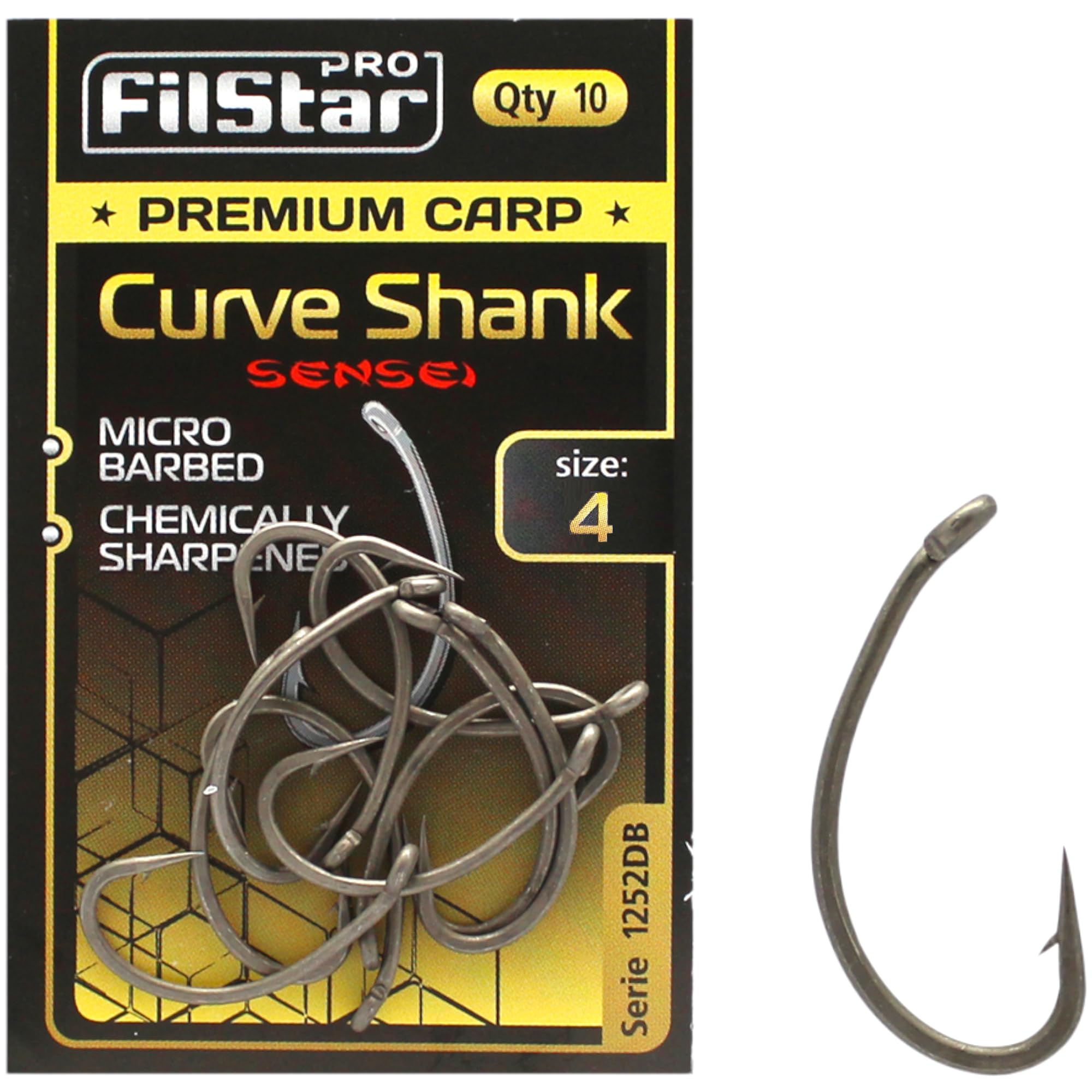 Set 10 Ami da Pesca Curve Shank N4 - Set Pesca Carpa - Ami Carpfishing - Ganci alla Pesce - Kit Pesca Lago - Pesca Accessori per Boilies - Method Feeder Fishing Hook - Articoli da Pesca