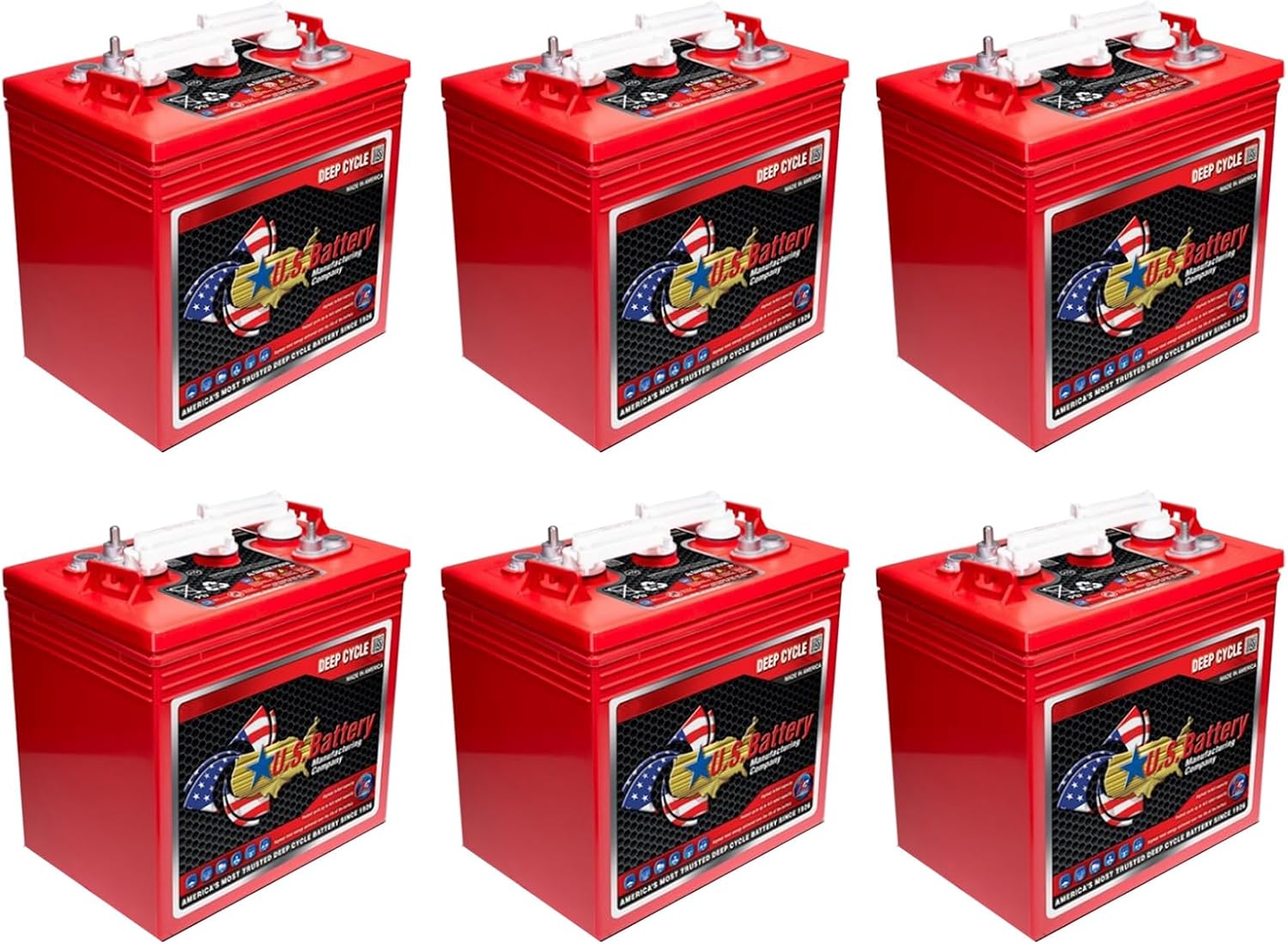 6X US2000-XC2 6V 220Ah GC2 Deep Cycle Batteries for Golf Carts