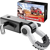 Nilight 2-Inch Shackle Hitch Receiver: 45,000 LB Breaking Strength Heavy Duty D-Ring Recovery Kit for Trucks Jeeps Off-Road