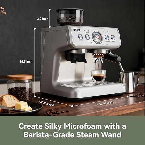 Miniatura 7 de Gevi Máquina de café expreso de doble caldera con molinillo integrado y varita de vapor barista Portafiltro comercial de 2.283 in, 31 ajustes de