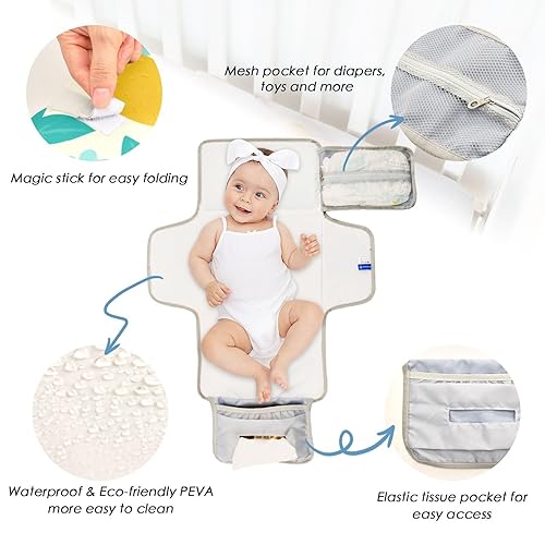 Miniatura 3 de Strawberries Portable Changing Pad with Built-in Pillow, Waterproof Foldable Baby Diaper Changing Pads, Diaper Mat for Boys and Girls