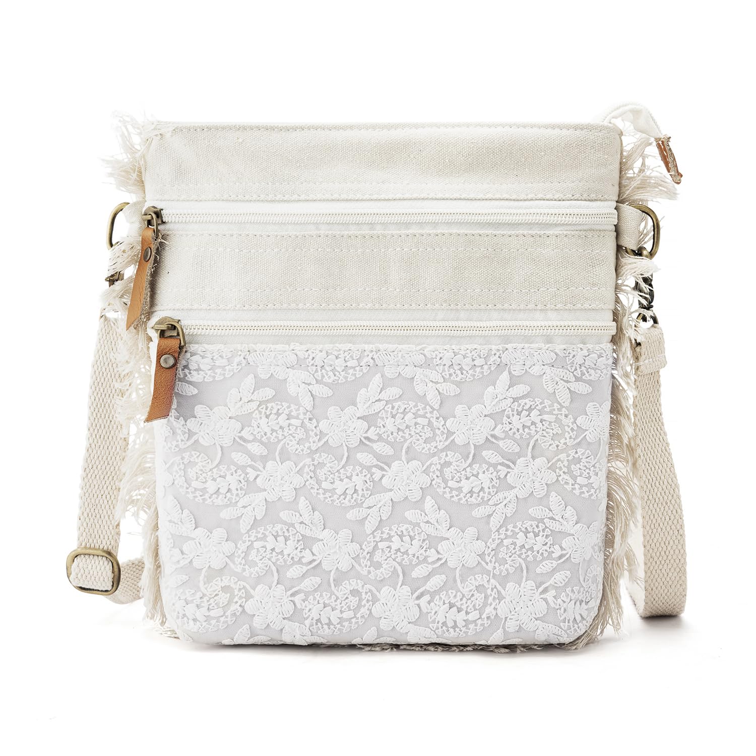 Cotton Sling Bag for Women – Off-White Medium Size Bag with Embroidery Design, Ideal for Casual Outings-image-2