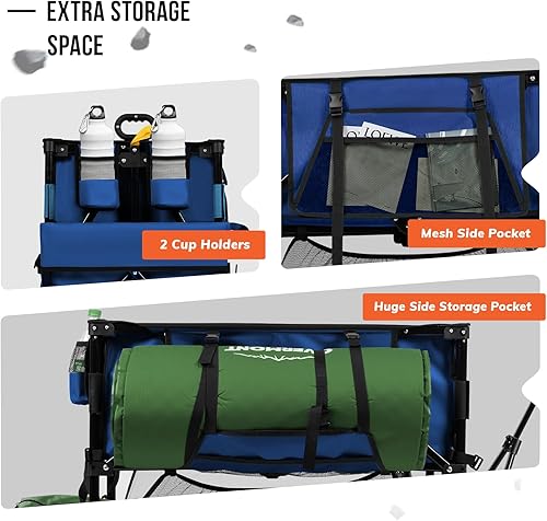 Miniatura 5 de Overmont Carro plegable de doble piso de 400 L, carrito plegable de gran capacidad, extensor extra largo de 52 pulgadas, ruedas grandes todo terreno