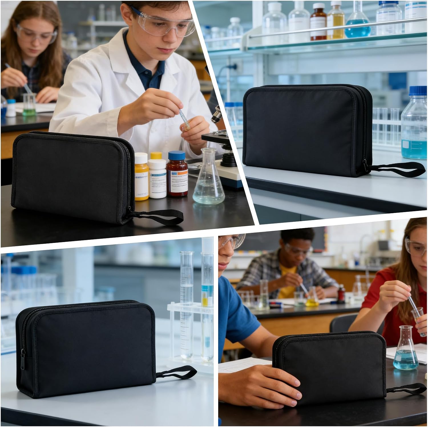 Homeopathy Storage Case, Large Homeopathy Storage for 56 Tubes, Nylon Homeopathy Storage Bag with Handle for Portable Storage (11.61" X 7.87" X 1.57" Only Case)