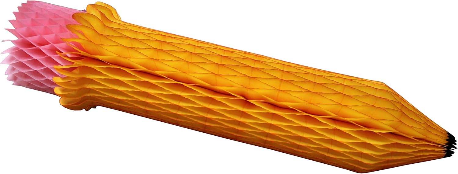Extra-large 24 inch Hanging Honeycomb Tissue Paper Pencil Party Decoration (1 pencil)