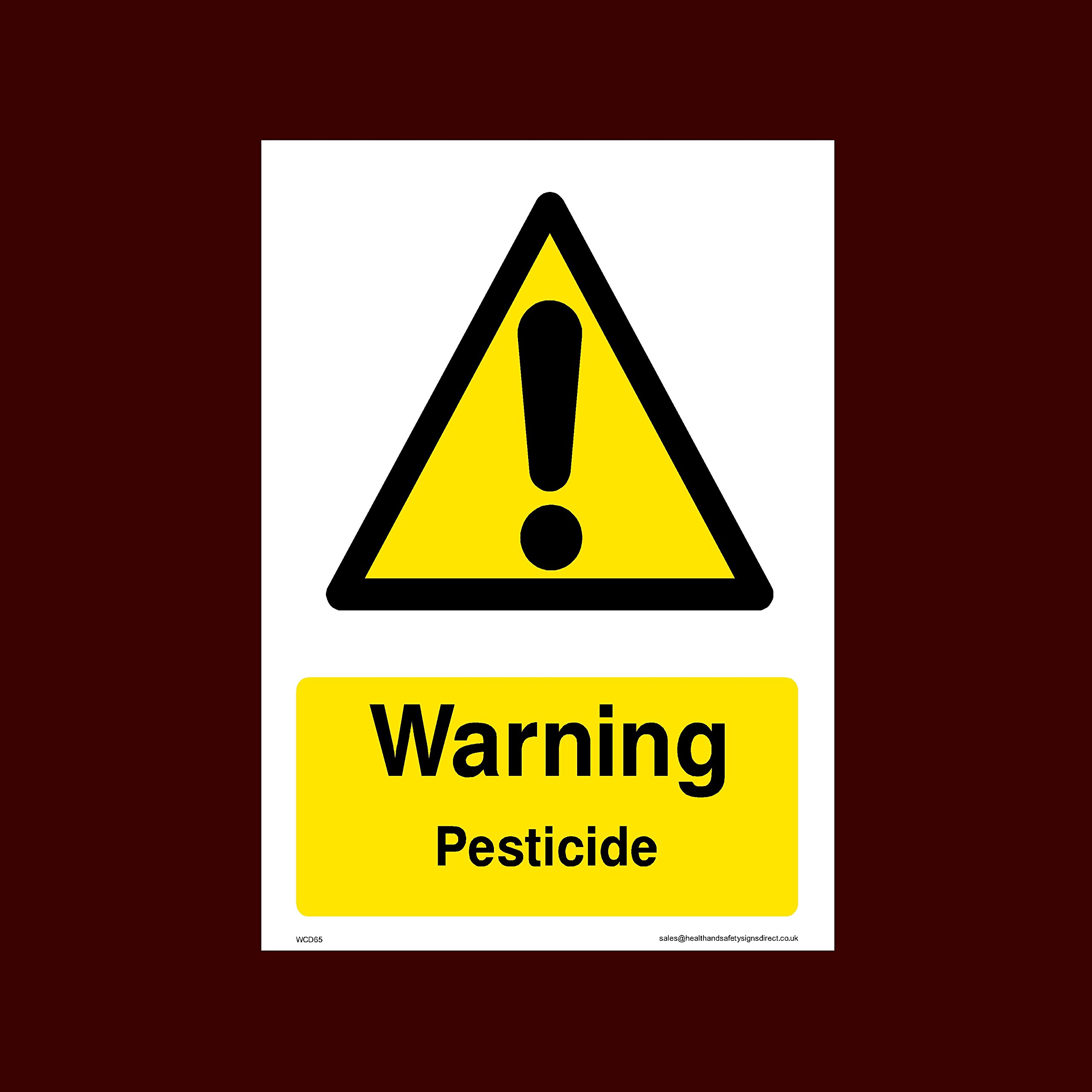 USSP&S Warning Pesticide Sticker/Self Adhesive Sign (WCD65) - Danger, Acid, Corrosive, Hazardous, Chemicals, Harmful, Oxygen, Irritant