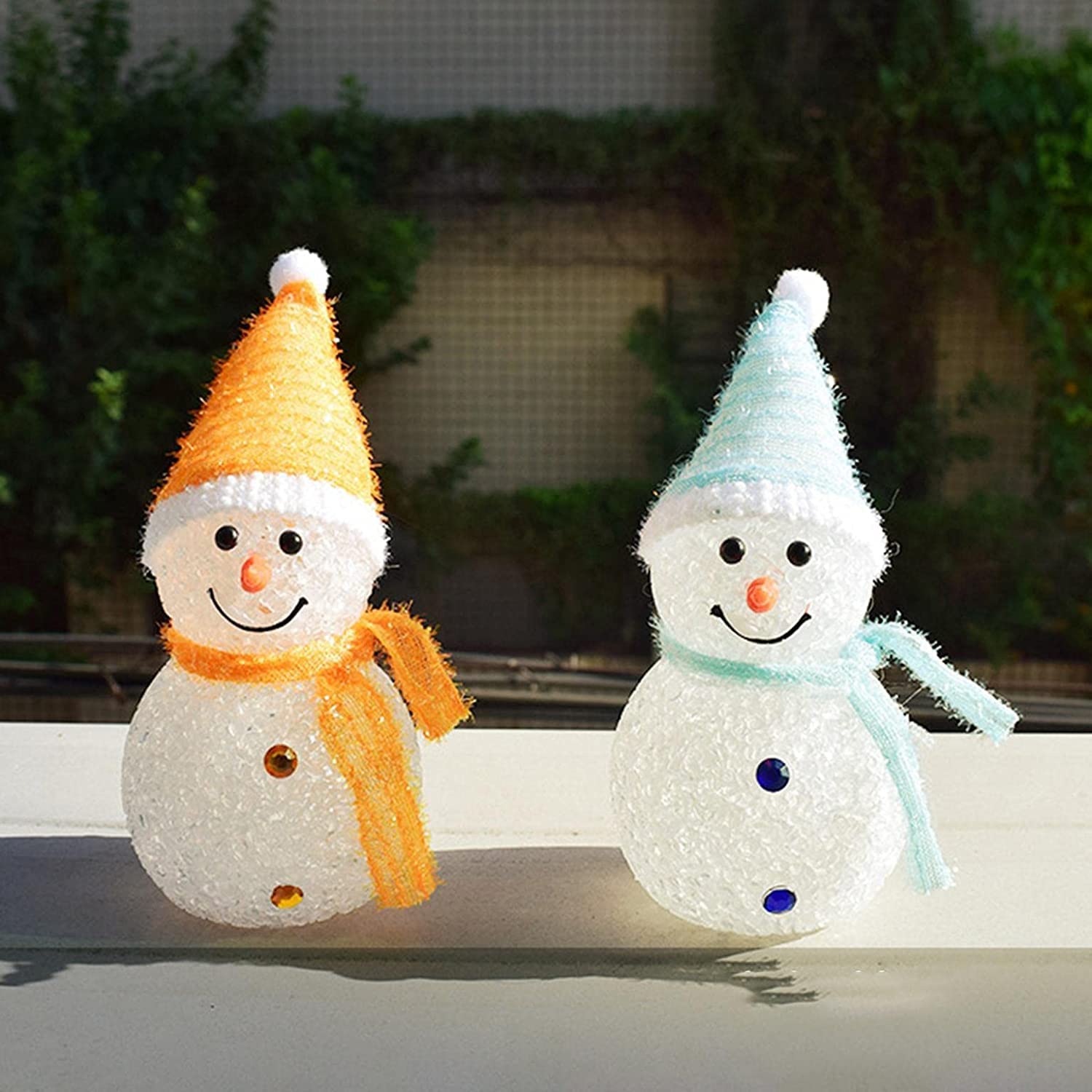 Amazon.co.jp: 2パッククリスマス雪だるまソーラーライト- ソーラー