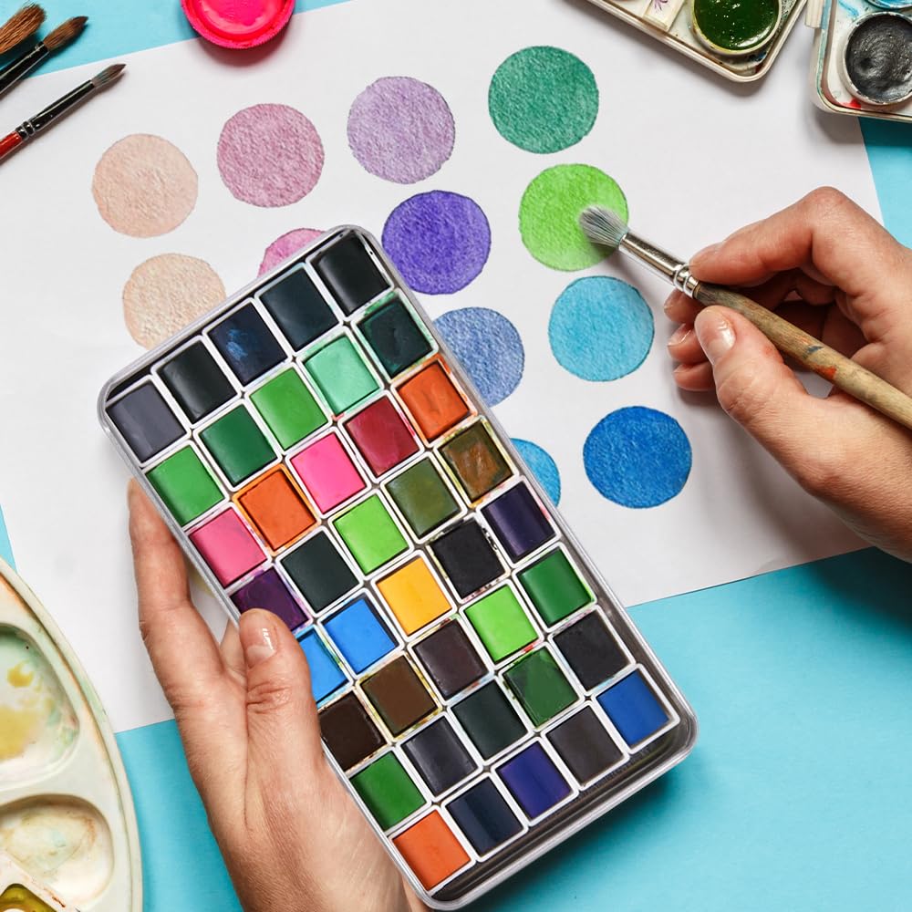 Paleta de pintura de latas de acuarela portátil con 40 medias sartenes vacías y cuadrados magnéticos, pequeña caja de pintura metálica de viaje con pintura acrílica, dibujo artístico, color plateado
