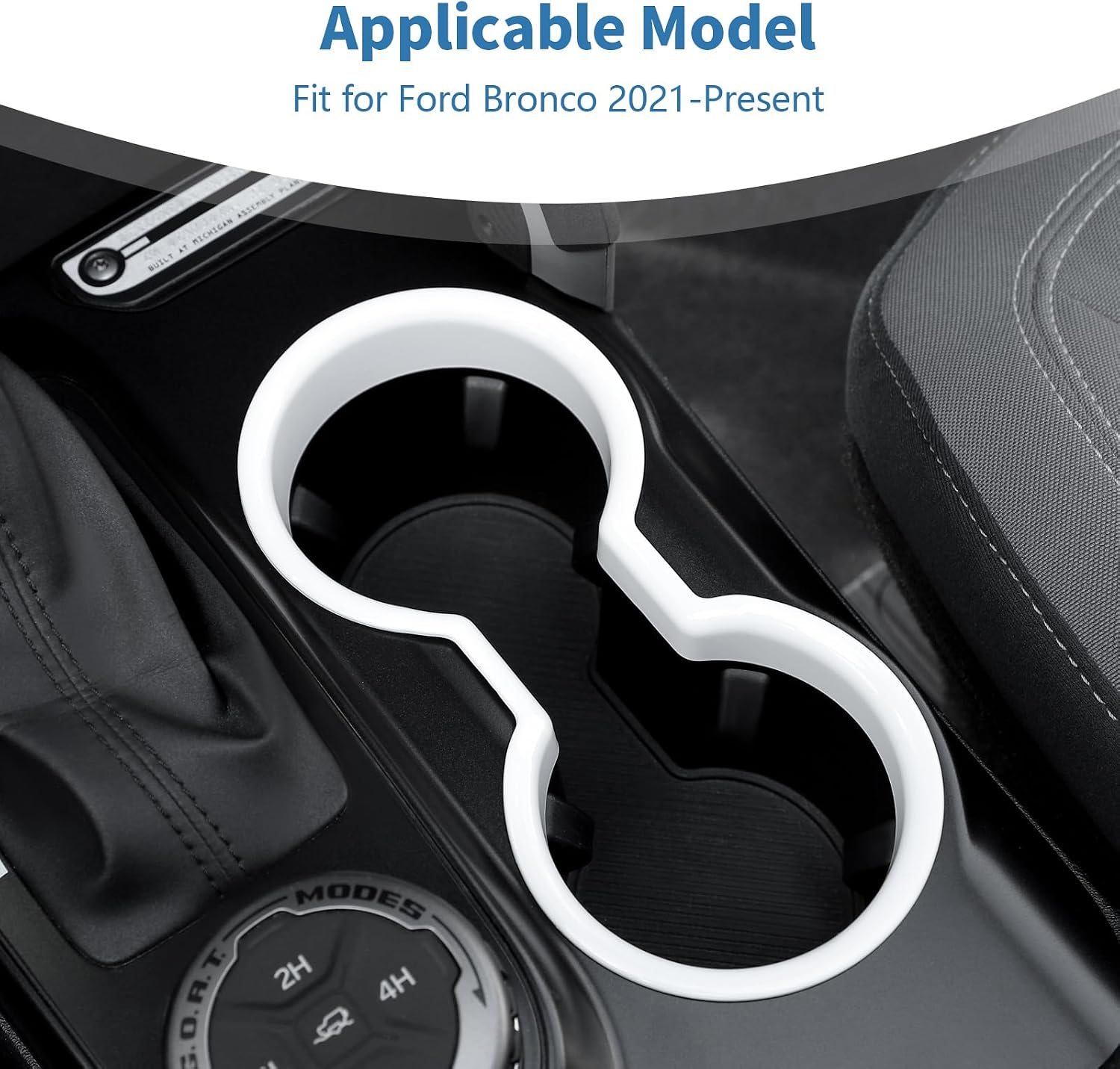 for Bronco Front Cup Holder Trim Cover Fit for Ford Bronco 2021-Present White Interior Accessories 1pc