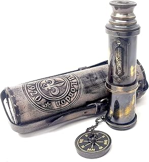 Black Antique Telescope Spyglass Replica in Leather Box Dollond London's Premium Quality Hand held Spy Glass