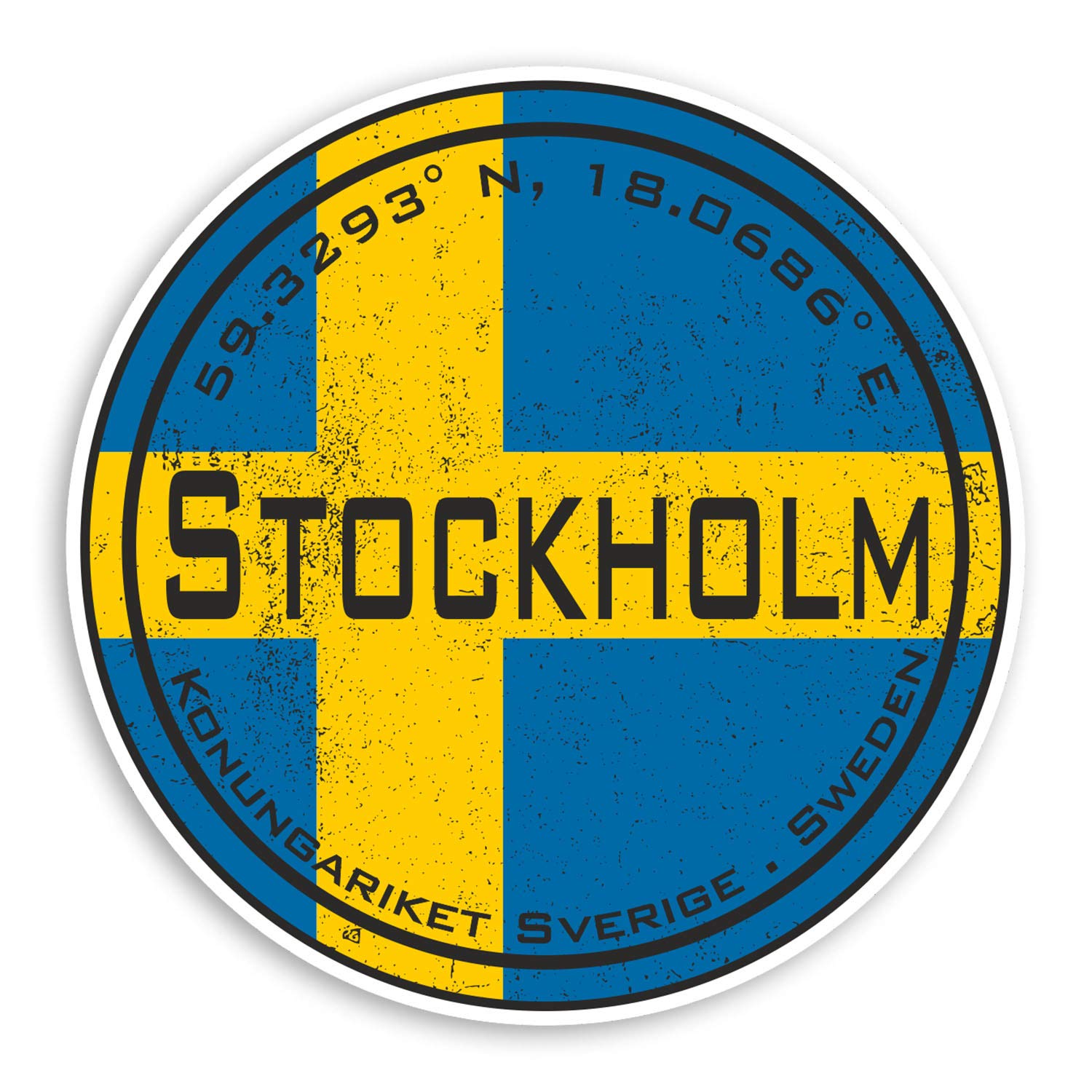 Destination Vinyl Ltd Multi 2 X 10Cm Stockholm Sweden Vinyl Stickers - Flag Travel Sticker Luggage #20559 (10Cm Wide)