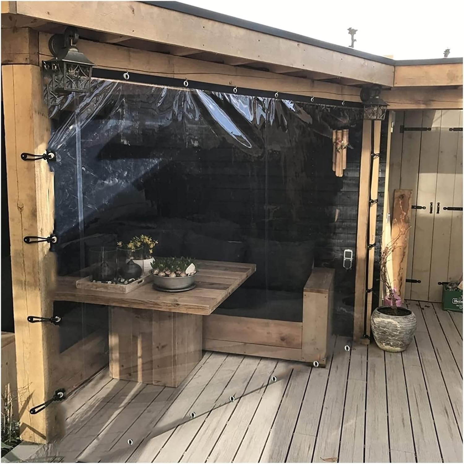 Transparent Tarpaulin with Eyelets, Waterproof Plastic Outdoor Curtains Gazebo Side Panel for Greenhouse, Pergola, Garden (Color : Clear, Size : 20'x16'(6x5m))