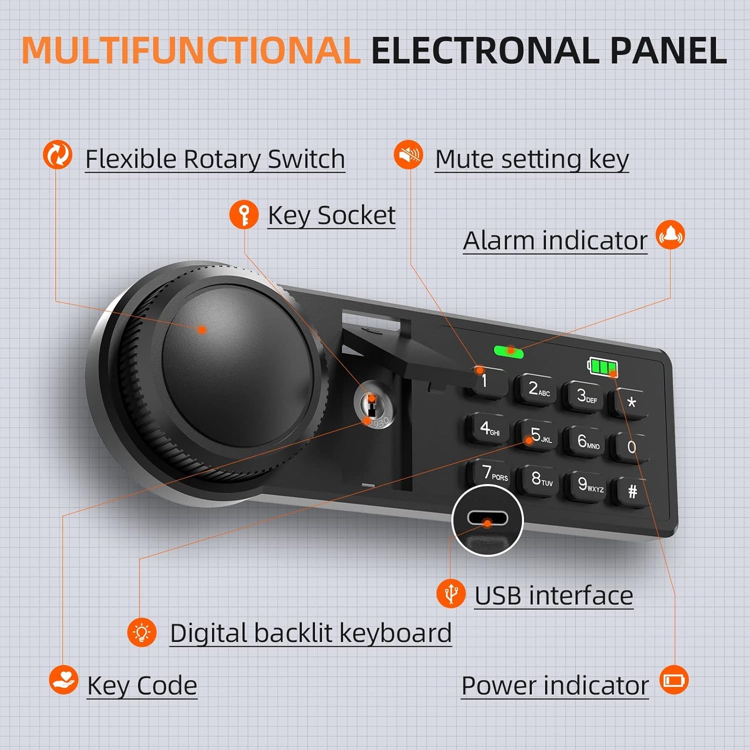 XDeer 45-Key Biometric Lock Box, Wall Mount with Anti-Theft Key Slot and Combo Lock for Hotels & Offices 1PCS